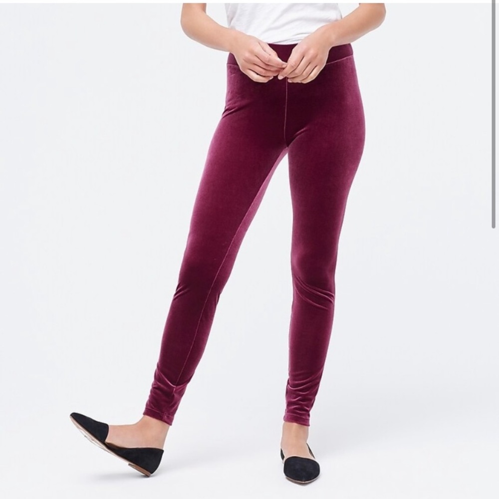 J crew velvet burgundy leggings